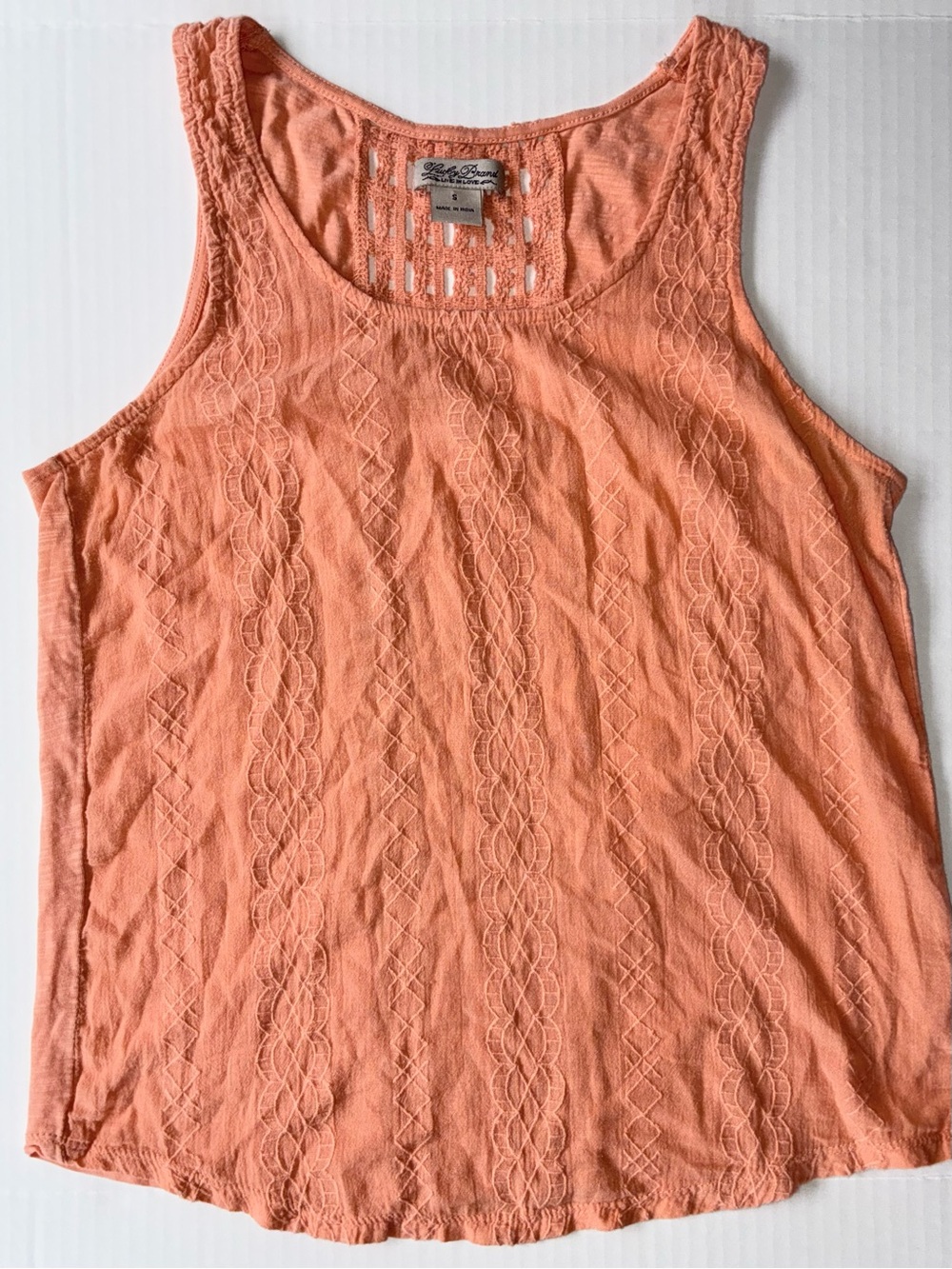 Lucky Brand Women’s Crochet Back Orange Tank Top Size Small